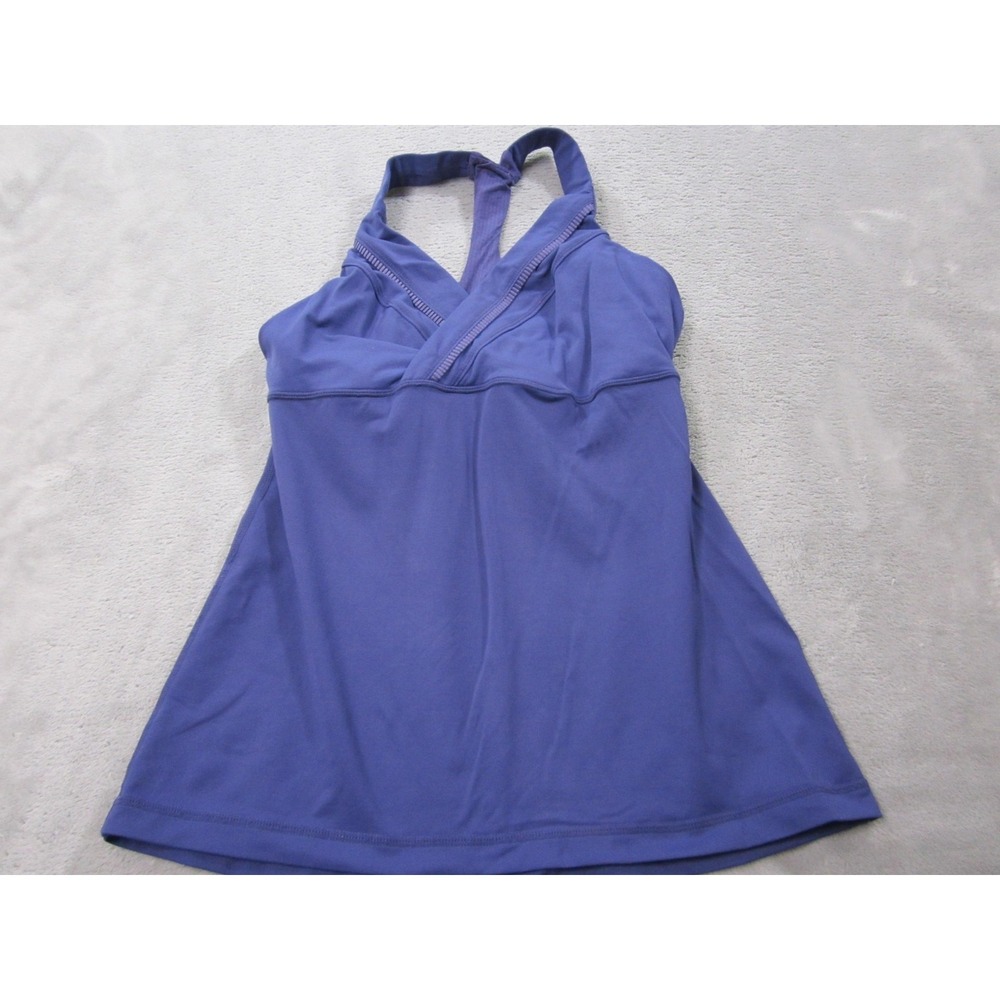 Lululemon Dress Womens 8 Blue Halter A-Line Sundress Built In Bra Athletic